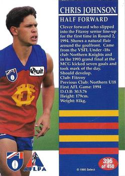1995 Select AFL #396 Chris Johnson Back
